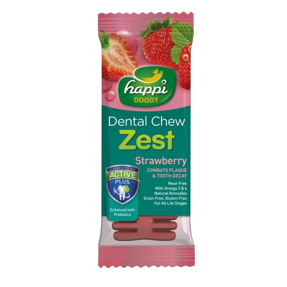 10 FOR $12: Happi Skippi (Doggy) Zest Strawberry 4 Inch Dental Dog Chew 25g