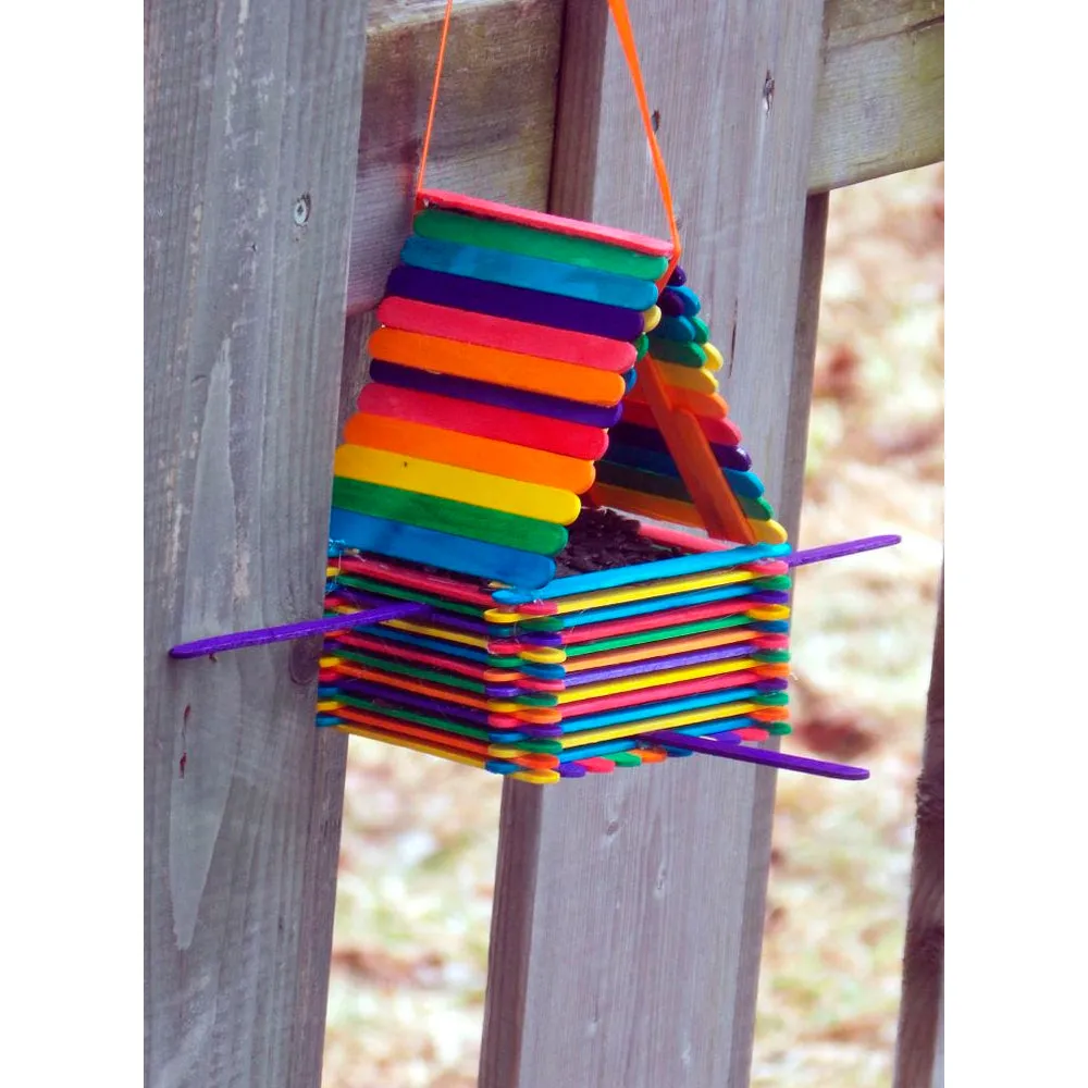 100 pcs New Colored Natural Wood Popsicle Sticks Wooden Craft Sticks 4-1/2 x 3/8