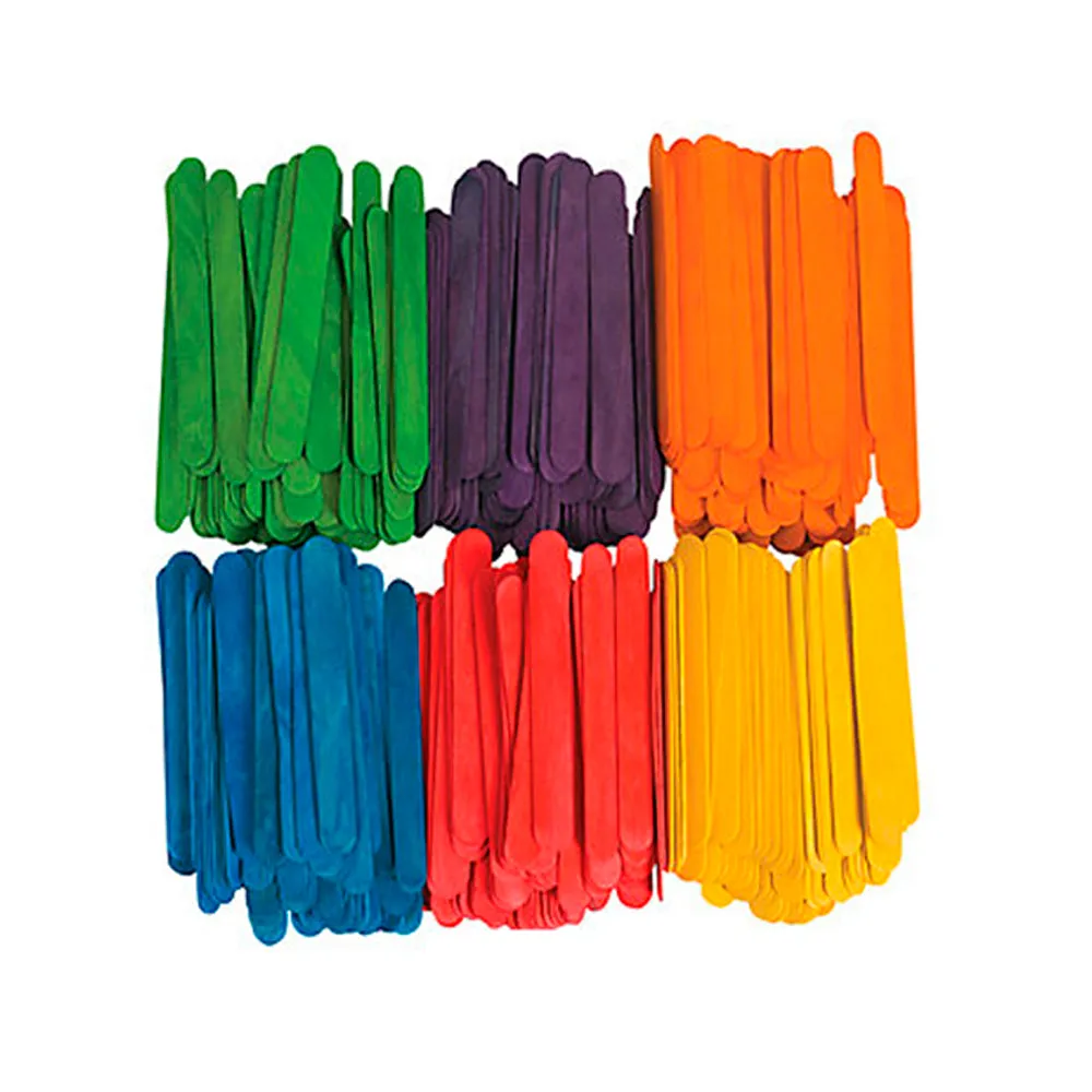 100 pcs New Colored Natural Wood Popsicle Sticks Wooden Craft Sticks 4-1/2 x 3/8