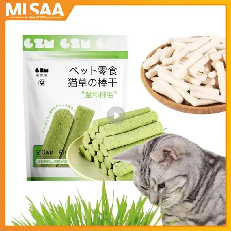 Akeys Cat Grass Teething Stick Pet Cat Snack Hairball Removal Mild Hair Row Ready To Eat Cat Kitten Teeth Cleaning Cat Grass Stick