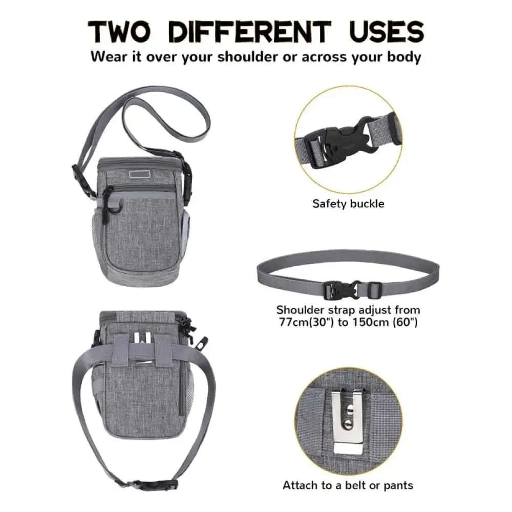 Durable Waterproof Adjustable Built-in Poop & Treat Dog Pouch for Training, Traveling, Walking
