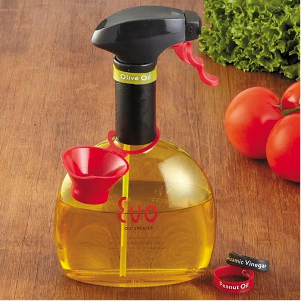 Evo Oil Trigger Spray Bottle for Olive Cooking Oils 18oz Kitchen Tool Funnel New