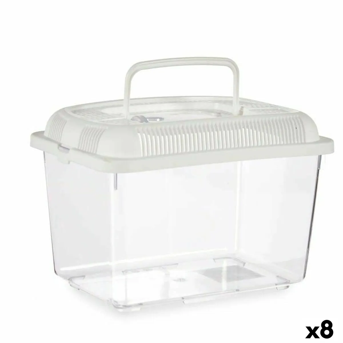 Fish Tank with Handle Large White Plastic 7 l 20 x 20 x 30 Cm 8 Units