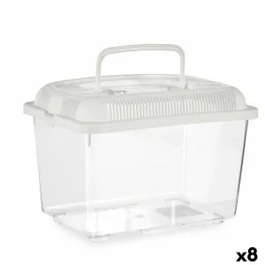Fish Tank with Handle Large White Plastic 7 l 20 x 20 x 30 Cm 8 Units