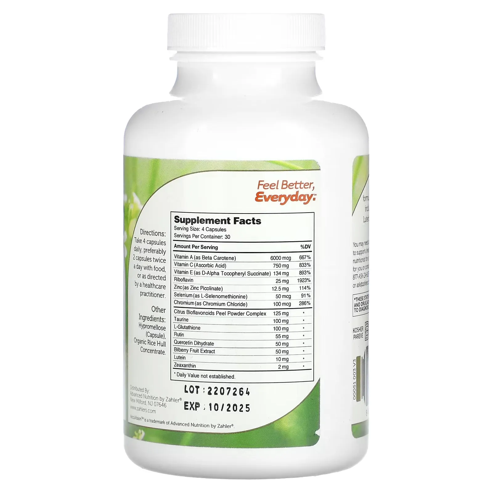 Health vitamins Zahler AccuVision advanced formula for eye health, 120 capsules