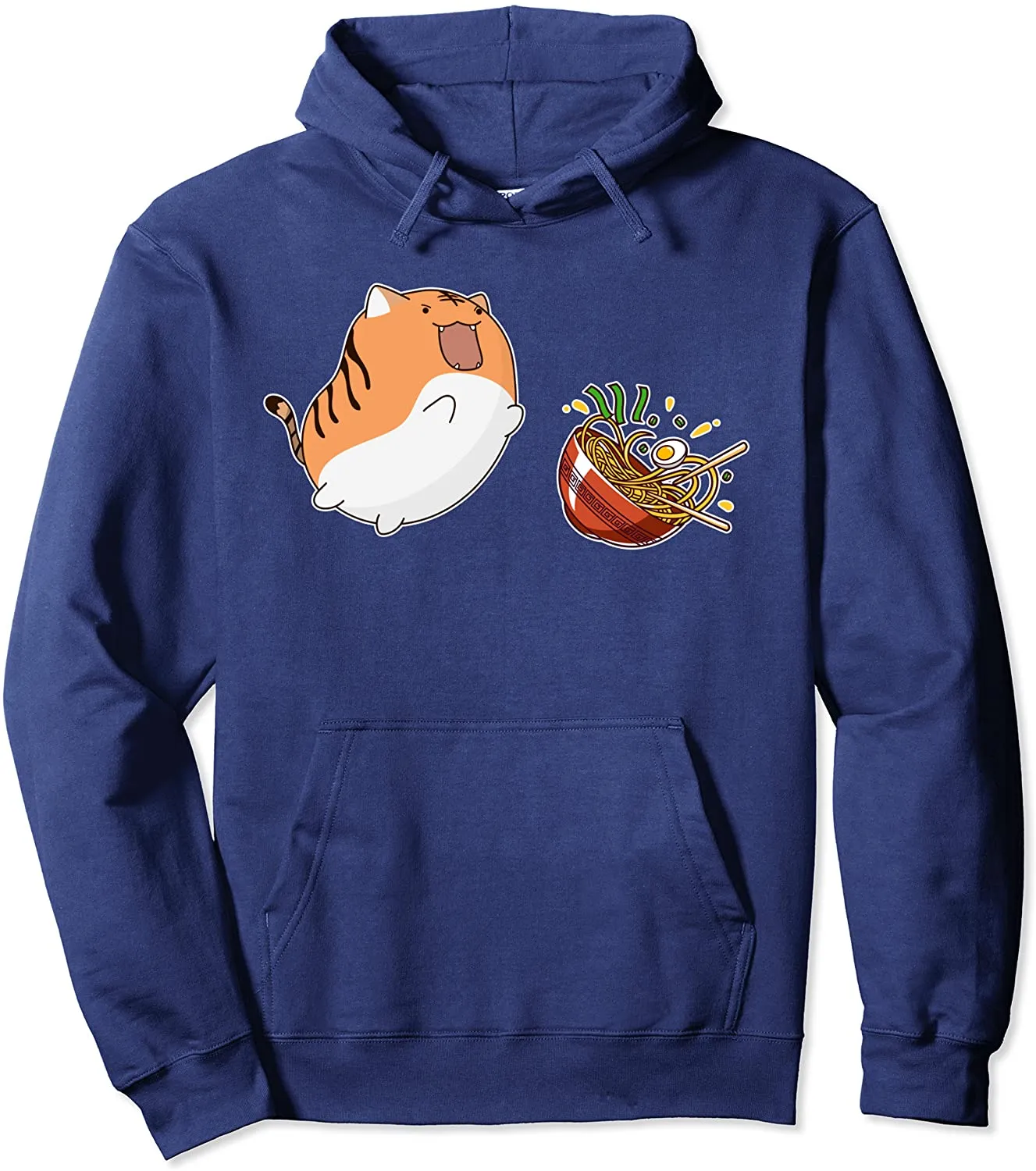 Kawaii Jumping Cat Ramen Noodles Japan Anime Kitty Feline Pullover Hoodie
