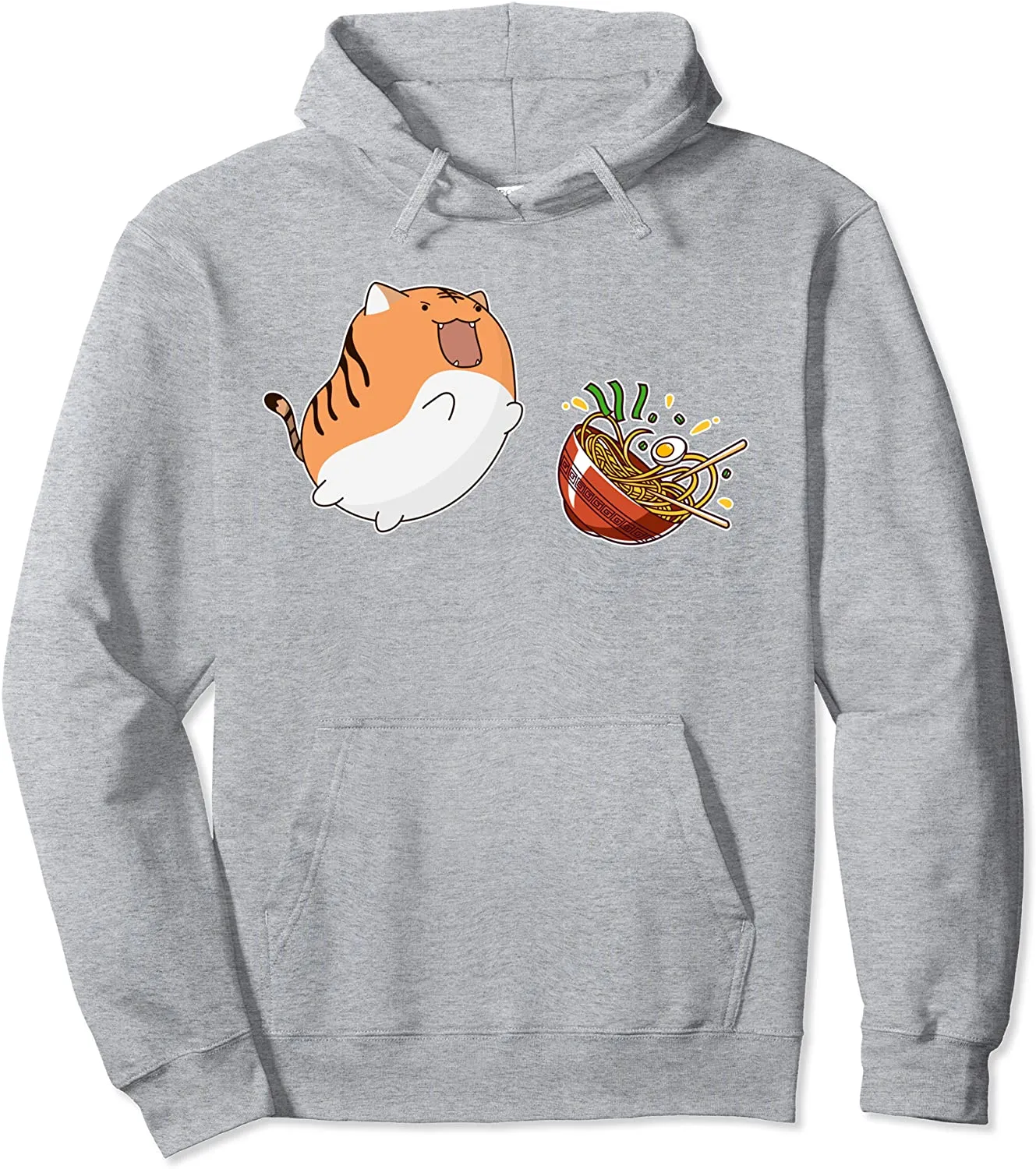 Kawaii Jumping Cat Ramen Noodles Japan Anime Kitty Feline Pullover Hoodie