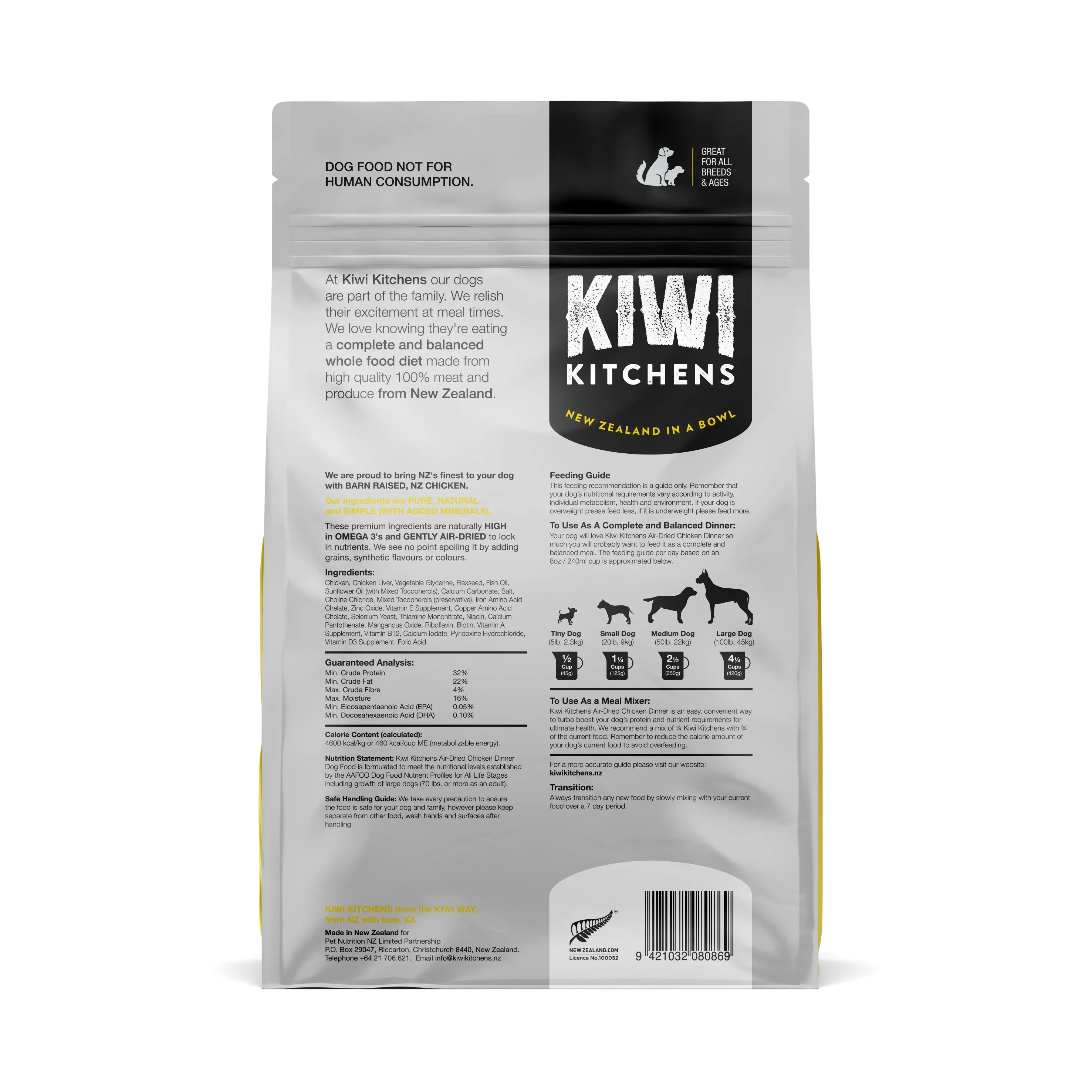 Kiwi Kitchens Chicken Dinner Air Dried Dog Food 500g