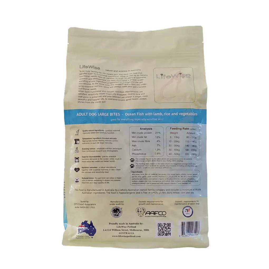 Lifewise Ocean Fish with Rice & Veg Adult Large Bites Dog Food