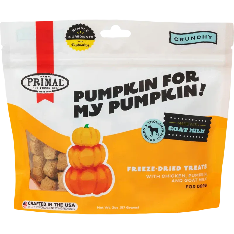 Primal Pet Foods Pumpkin For My Pumpkin Chicken, Pumpkin & Goat Milk Dog Treats (2 oz)